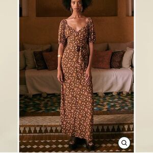 Spell Madame Peacock Sweetheart Floral Brown Maxi Dress